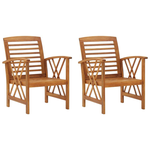 vidaXL Patio Chairs - Set of 2, Solid Acacia Wood Outdoor Seating Furniture, Versatile Design for Garden, Patio, Terrace - Assembly Required