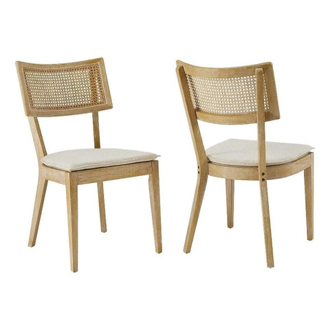 Modway EEI-6080-GRY-BEI Caledonia Fabric Upholstered Wood Dining Chair Set of 2, Gray Beige