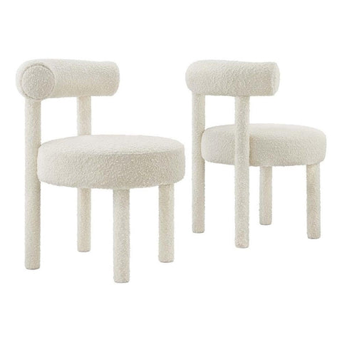 Modway EEI-6705-IVO Toulouse Boucle Fabric Dining Chair - Set of 2, Ivory