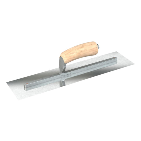 Razor Stainless Steel Finishing Trowel - 14" x 4" | Square-End Concrete Trowel with Camel Back Wood Handle | Long Shank, Premium Ground Blade for Smooth Finishing
