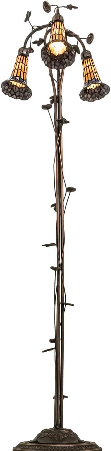 Meyda Tiffany Lighting 255135 Stained Glass Pond Lily Three Light Floor Lamp Lamp Bronze/Dark