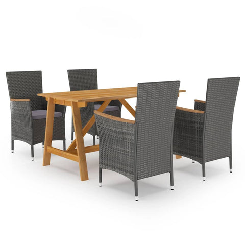 vidaXL Patio Dining Set 5 Piece Outdoor Garden Terrace Yard Patio Table and Chair Seating Seat Sitting Chair Dining Set Furniture Gray