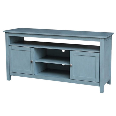 IC INTERNATIONAL CONCEPTS Solid Wood Entertainment/TV Stand with Open Shelves and 2 Doors in Ocean Blue