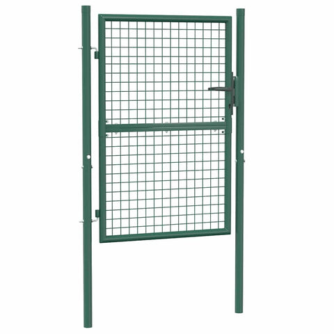 vidaXL Wire Mesh Fence Gate, Garden Gate for Entryway, Patio, Yard, Heavy-Duty Steel, Easy In-Ground Installation, Anti-Rust, Lockable, 3.28ft W x 4.1ft H Green