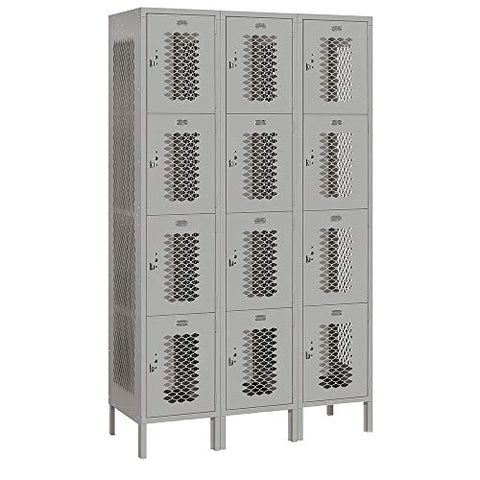 Salsbury Industries 84368GY-A 15" Four Tier Vented, 3 Wide x 6 Feet High x 18 Inches Deep, Assembled Metal Locker, Gray