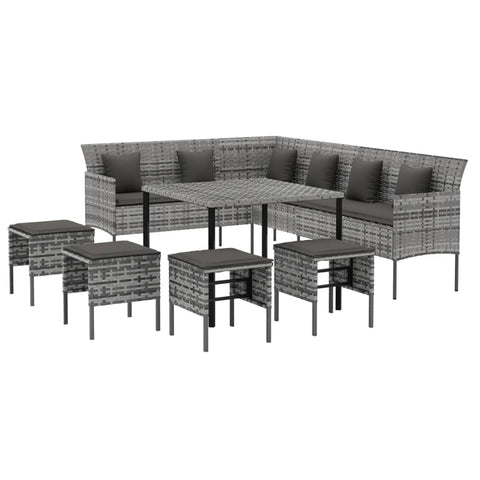 vidaXL 6-piece Garden set with cushions poly rattan grey