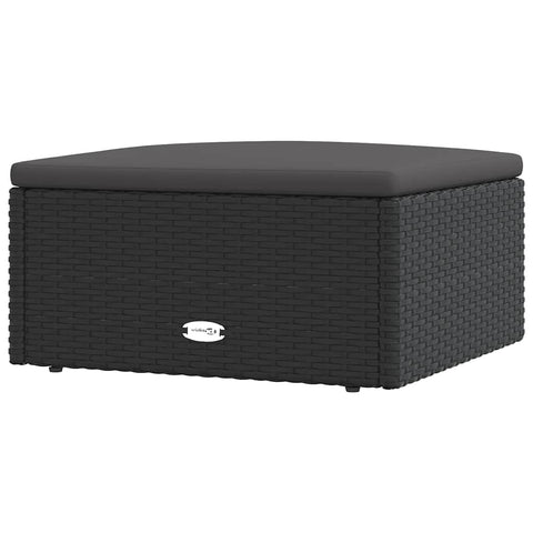 vidaXL Black Patio Corner Sofa with Cushions - Weather Resistant Poly Rattan Furniture with Steel Frame, Adjustable Seat, and Thick Cushions