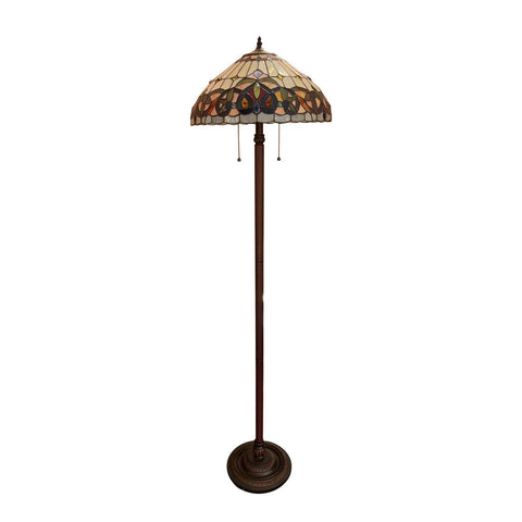 Chloe Lighting Serenity Victorian Tiffany-Style Dark Bronze 2 Light Floor Lamp 18'' Wide, Multicolor