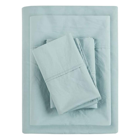 Oakestry 4-Piece All-Season Breathable and Cooling - Hotel Luxury Bed Sheets Set Extra Soft Wrinkle Free Easy-Fit with Zipper Closure, King Size, Aqua