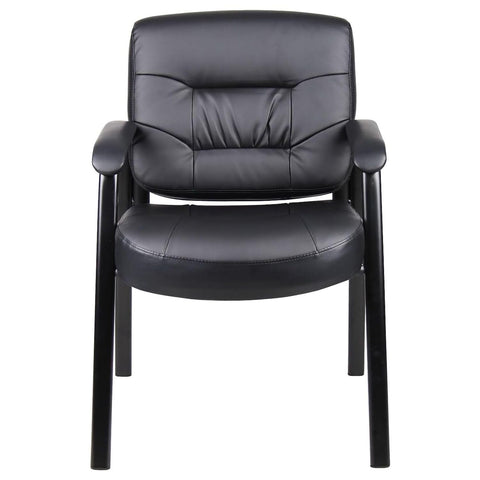 Oakestry Executive Guest Chair Black Mid Back Leatherplus Upholstered Office Chair Cushioned Seat Armrests Durable Frame Reception Conference Room Waiting Area Home Office Stylish Comfortable Seating