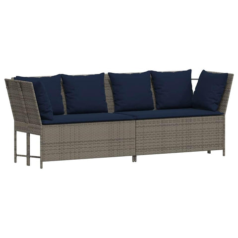 vidaXL Patio Sofa with Cushions Gray Poly Rattan, Garden Sofa, Garden Seating, Garden Furniture, Outdoor Sofa, Garden loveseat, Outdoor Furniture