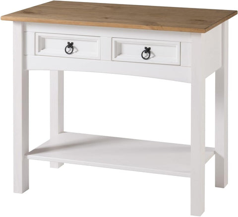 OS Home and Office Furniture Model COW934 Cottage Series Wood Two Drawer Hall Table in Corona Snow