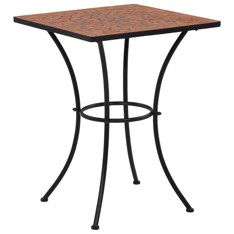 vidaXL Bistro Table, Terracotta, 23.6" - Powder-Coated Iron Frame and Ceramic Mosaic Tabletop, Compact Square Design for Indoor Use, Balcony or Garden Coffee Table