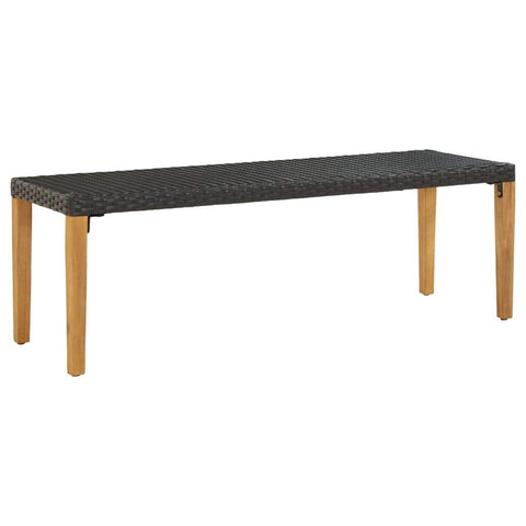 Oakestry Patio Bench 31 5 inches Poly Rattan Black Outdoor Garden Seating Furniture Weather Resistant Durable Heavy Duty Modern Backyard Porch Deck Lawn