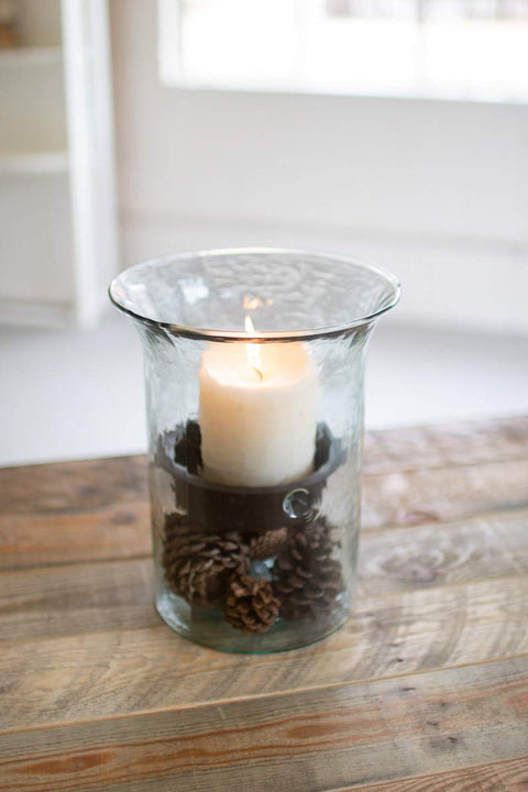 Kalalou CV412 Transitional Original Glass Candle Cylinder W Insert in Light Finish, 7.00 inches