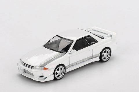 MINI GT Skyline GT-R (R32) RHD (Right Hand Drive) Veilside Combat C-I White with Gray Stripes Limited Edition 1/64 Diecast Model Car MGT01066