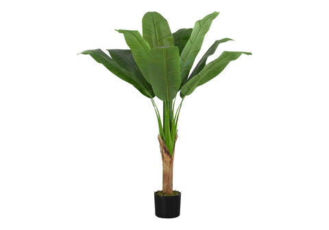 Monarch Specialties I 9567 Artificial Plant, 43" Tall, Banana Tree, Indoor, Faux, Fake, Floor, Greenery, Potted, Real Touch, Decorative, Green Leaves, Black Pot