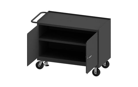 Durham 3412-FL-95 Mobile Bench Cabinet, 2 Door, Steel top