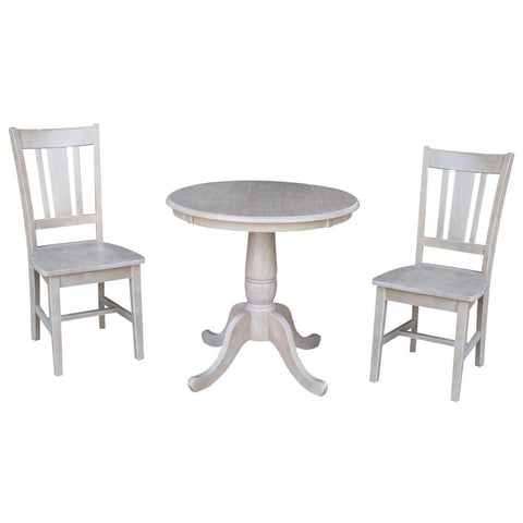International Concepts 30" Round Top Pedestal Table - with 2 San Remo Chairs
