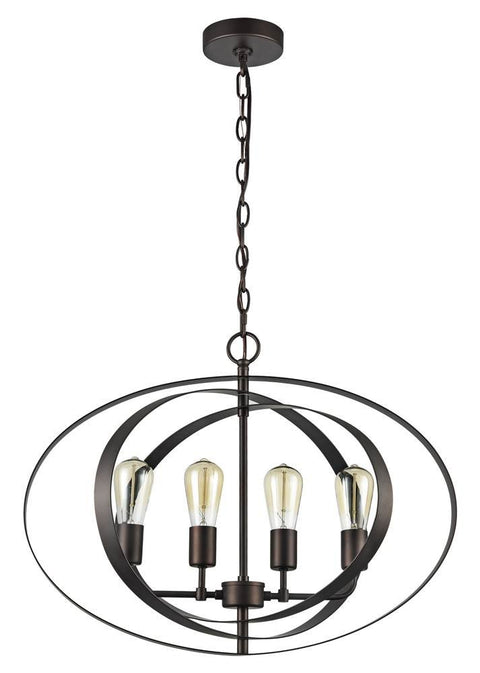 Chloe CH59073RB24-UP4 24" Osbert Industrial-Style 4 Light Ceiling Pendant, One Size, Rubbed Bronze
