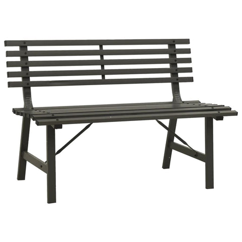 vidaXL 43.3" Patio Bench - Powder-Coated Steel - Black - Weather-Resistant - Easy Assembly - Slatted Backrest Design - Stylish Outdoor Furniture