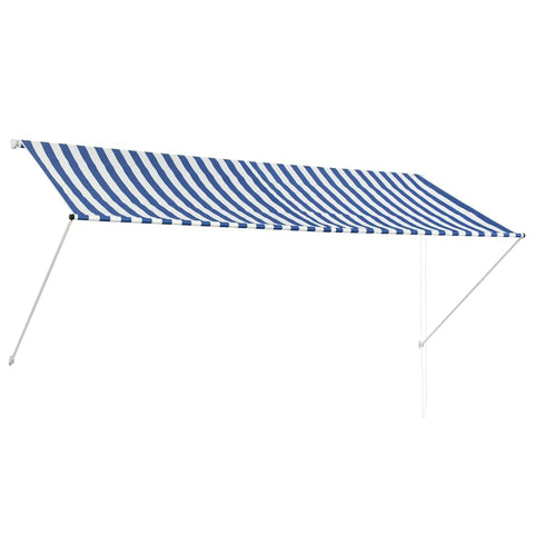 vidaXL Retractable Awning, Patio Awning with Bradde Chain, Retractable Canopy, Sunshade Shelter for Deck Porch, 118.1"x59.1" Blue and White