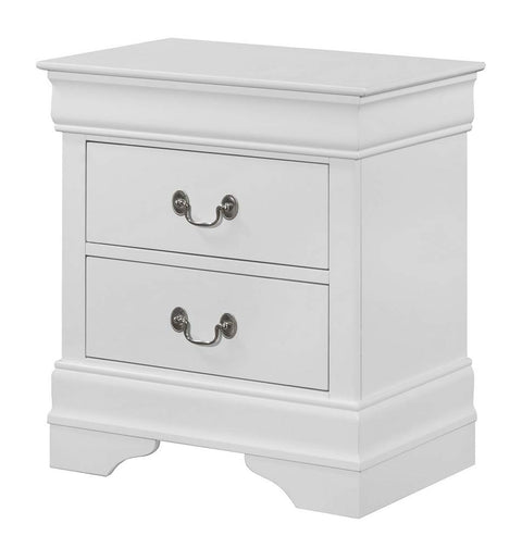 Louis Philip White Wood 2-Drawer Nightstand by Crown Mark
