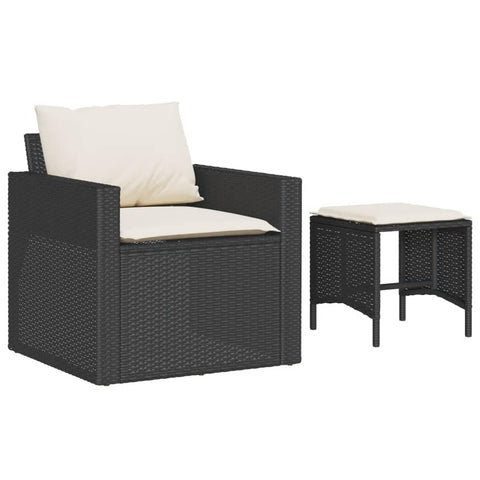 vidaXL 4 Piece Patio Sofa Set - PE Rattan - Outdoor Garden Furniture - Cushions - Modular - Black