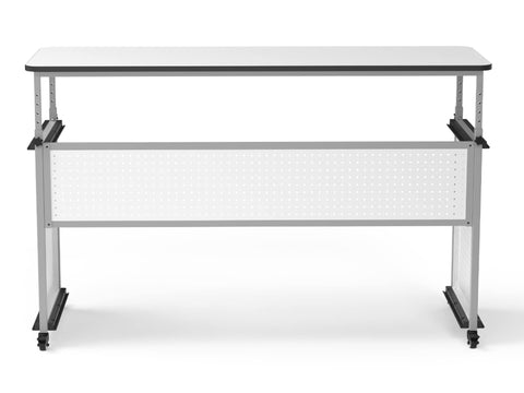 LUXOR DTTB002 Modular Teacher Desk with Tool Free Adjustable Height Tabletop, Multiple Built in Pegboards, 220 lb. Weight Capacity