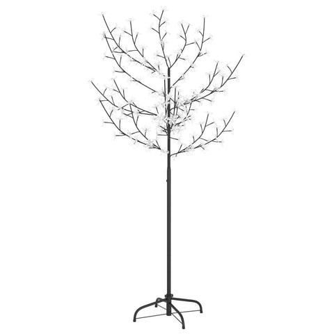 vidaXL Christmas Tree, Artificial Xmas Tree with Cherry Blossom Lights, Indoor Outdoor Christmas Lighting Decoration, 120 LEDs Warm White Light