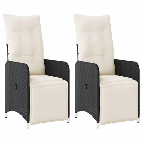 vidaXL 2 Piece Reclining Garden Chair Set with Cushions | Adjustable Outdoor Seating Weather Resistant PE Rattan and Steel Frame Modern Design for Patios Balconies Recliner Chairs Patio Armchair