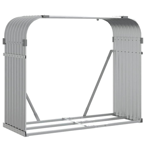vidaXL Log Holder, Patio Deck Firewood Rack Wood Storage, Log Holder for Outdoor Indoor Fireplace, Light Gray 47.2"x17.7"x39.4" Galvanized Steel