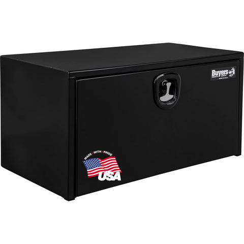Buyers 1732303, 18x18x30 Inch Black Steel Underbody Truck Box with 3?Point Compression Latch, 14 Ga Powder?Coated Tool Box for Flatbed & Service Body Trucks, Made in USA