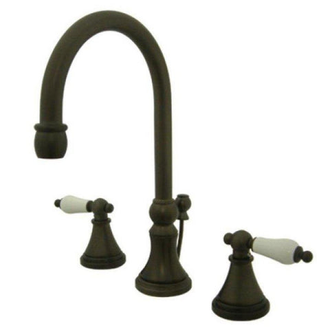 Madison Widespread Bathroom Faucet with Double Porcelain Lever Handles Finish: Oil Rubbed Bronze