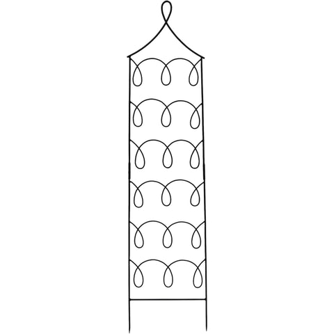 Gingerbread Cottage Wrought Iron Garden Trellis, Freestanding Vertical Plant Support, Storybook Cottage Style, 72" H x 18" W, Black Powdercoated