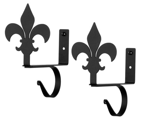Village Wrought Iron Fleur-de-lis Curtain Rod & Shelf Brackets (Pair)