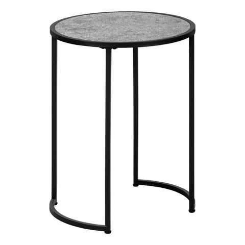 Monarch Specialties I 2206 Accent Table, Side, Round, End, Nightstand, Lamp, Living Room, Bedroom, Metal, Laminate, Grey, Black, Contemporary, Modern