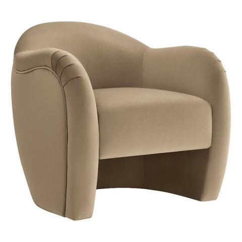 Modway Compose Barrel Chair with Performance Velvet Fabric in Taupe – Upholstered Accent Armchair with Curved Backrest – Cozy Lounge Chair for Reading – Round Comfy Single Sofa Club Chair