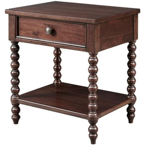 Oakestry 2-Tier Modern Nightstand with Drawer Stylish Wooden Bedside Table with Storage Shelf Compact Side Table for Small Spaces Bedroom Living Room Morocco Brown Finish