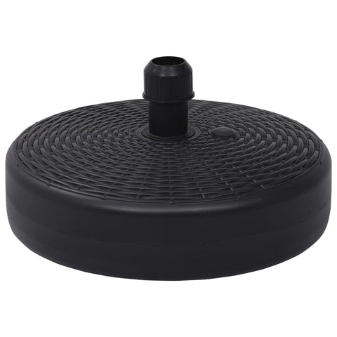 vidaXL Umbrella Base Stand - Round Outdoor Umbrella Holder - Rattan Pattern - Plastic - Fillable With Water or Sand - Black - 19.7" Diameter