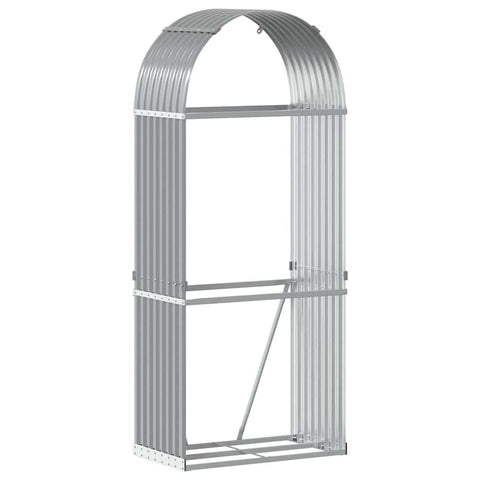 vidaXL Log Holder, Patio Deck Firewood Rack Wood Storage, Log Holder for Outdoor Indoor Fireplace, Light Gray 31.5"x17.7"x74.8" Galvanized Steel