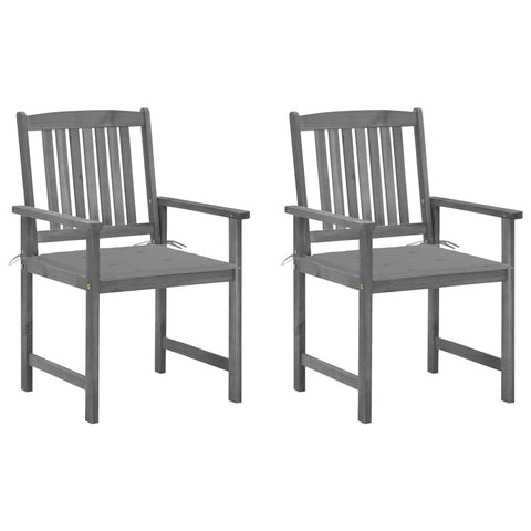 vidaXL Acacia Wood Patio Chairs with Gray Wash Finish and Cushions - Set of 2, Perfect for Garden, Backyard or Outdoor Decor
