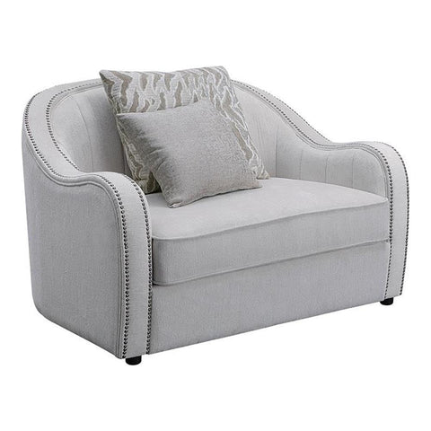 Acme Mahler Chair with 2 Pillows in Beige Linen Fabric
