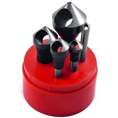 HHIP 2001-0007 5 Piece Zero-Flute Countersink & Deburring Tool Set, 90 Degree