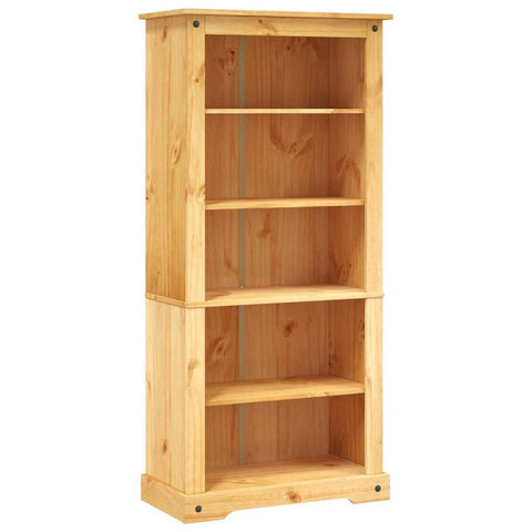 vidaXL 4-Tier Freestanding Shelf Bookcase â€“ Brown, Mexican Pine Corona Range, 31.9"x11.4"x59", Farmhouse-Inspired, Pinewood, Easy Assembly