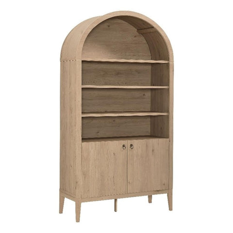 Modway Nolan Tall Arched Storage Display Cabinet in Light Oak - 74 Inch Arch Bookshelf with Open and Closed Shelving - Modern Accent Cabinet for Living Room, Dining Room