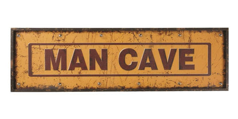 Man Cave Metal Sign with Lights by RAM Game Room - Yellow
