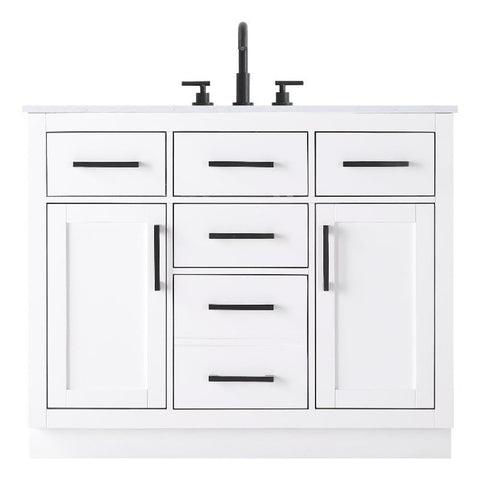 Elegant Kitchen and Bath Alden 42" Single Bathroom Vanity in White