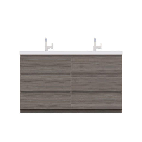 Paterno 60 inch Double Modern Freestanding Bathroom Vanity Gray