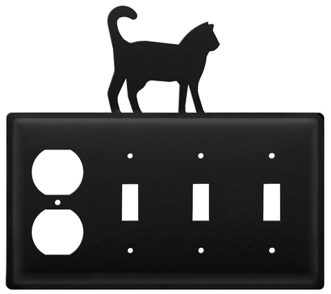 Village Wrought Iron Pet Cat Outlet Triple Switch Cover
